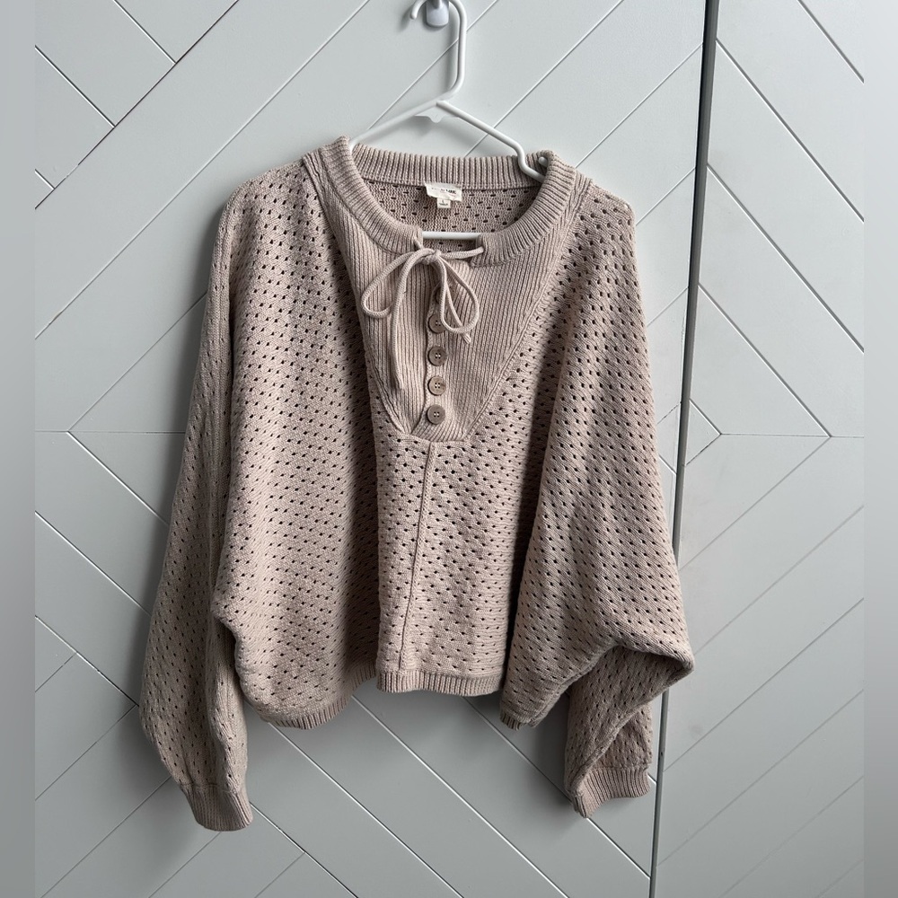 Peach Love California Taupe Knit Sweater size L - Picture 2 of 5